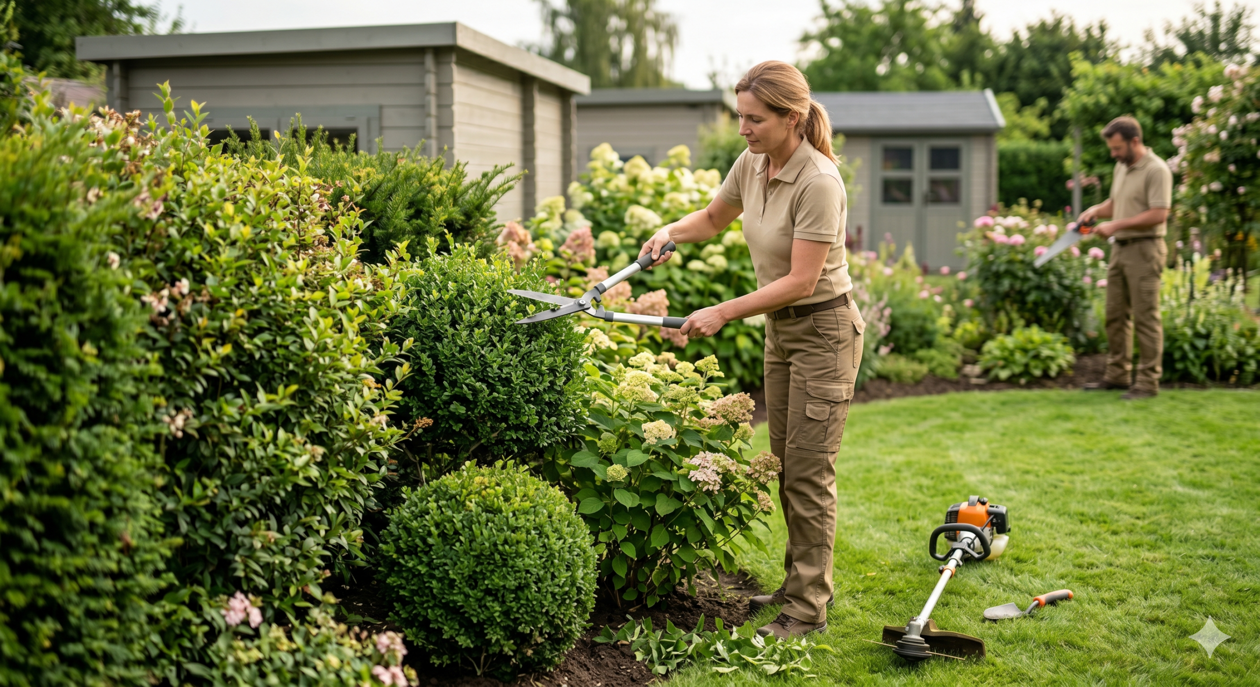 Professional hedge trimming